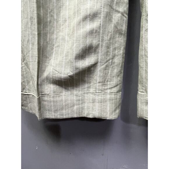 Emma James Pants Womens 14 Green Stripes‎ Linen Blend Mid Rise Straight Leg NEW - Picture 8 of 8